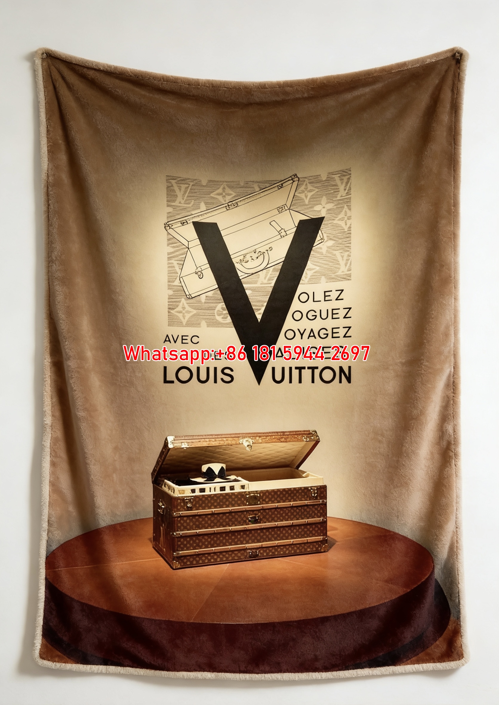 LV Vintage Trunk Blanket Voyagez LV Throw 150